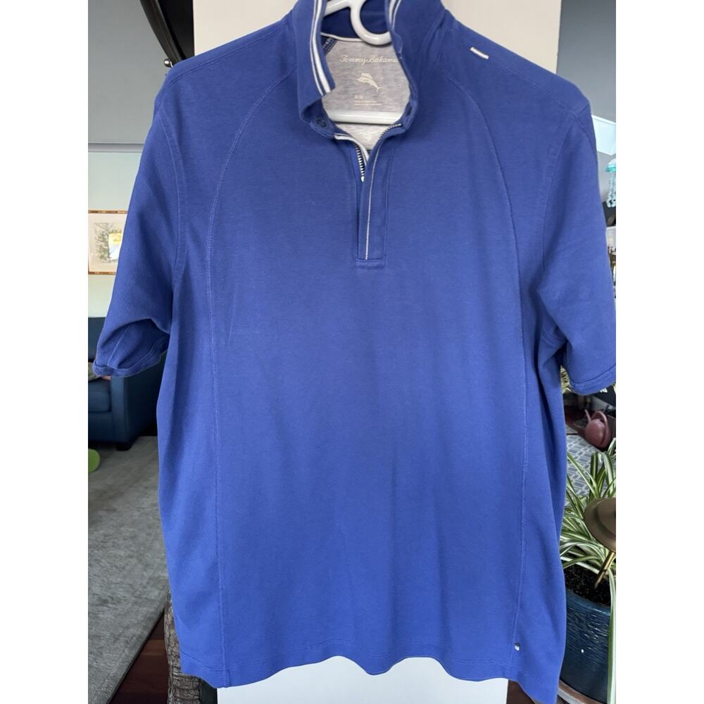 Tommy Bahama men's quarter-zip short sleeve pullover, sz Med royal blue Resort